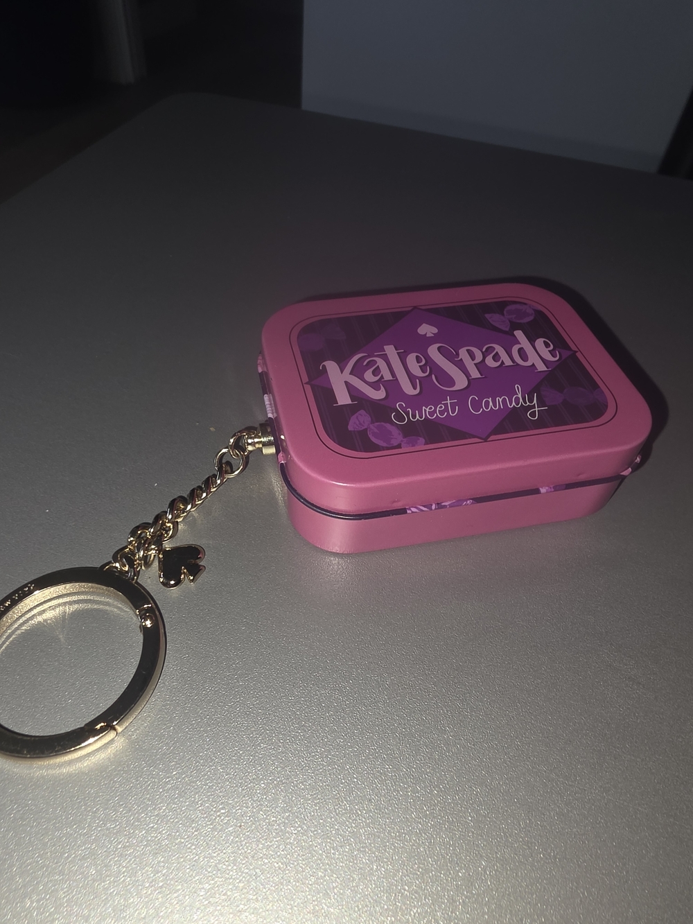 Kate Spade Sweet Candy Pink Tin Keychain